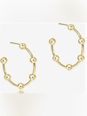 E- Newton Gold Beaded Hoop Earrings